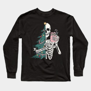 Sorta Scary - Sorta Merry Christmas Skeleton - Christmas Tree Long Sleeve T-Shirt